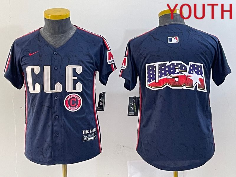 Youth Cleveland Indians Blank Blue City Edition Nike 2024 MLB Jersey style 10->youth mlb jersey->Youth Jersey